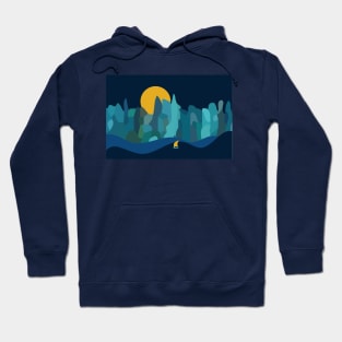 Sea Cliffs Moon Sail Boat Sailing Hoodie